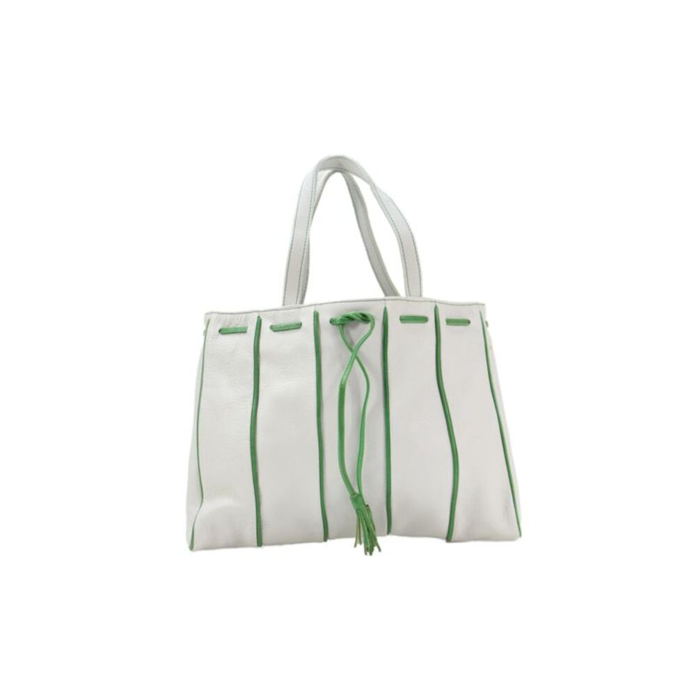 Latico Womens Leather Fringe Detail Tote Top Handle Handbag White